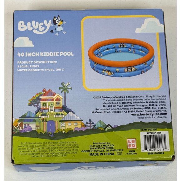 Bluey Inflatable Kiddie Pool 40" 3 Ring Summer Outdoor Water Play Toy - Picture 2 of 4